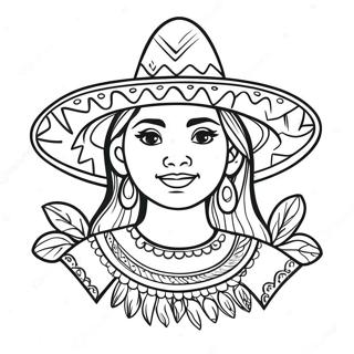 Mexican Girl With Sombrero Coloring Page 52704-41692