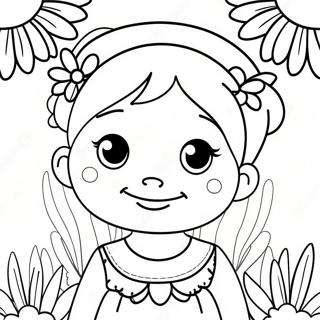 Cute Anya With Flowers Coloring Page 52754-41729