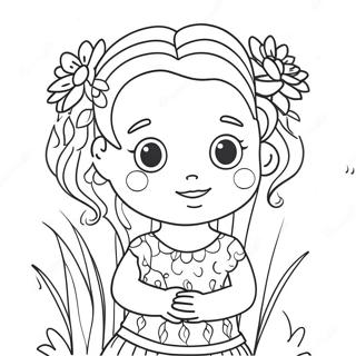 Cute Anya With Flowers Coloring Page 52754-41730