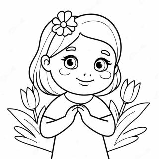 Cute Anya With Flowers Coloring Page 52754-41731