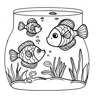 Colorful Fish Swimming In A Fish Tank Coloring Page 52834-41793