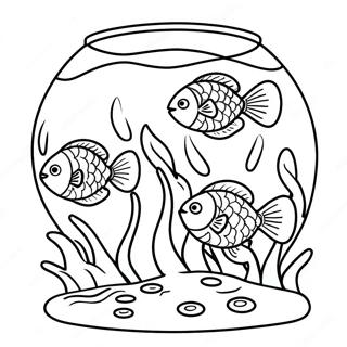 Colorful Fish Swimming In A Fish Tank Coloring Page 52834-41794