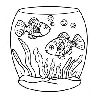 Colorful Fish Swimming In A Fish Tank Coloring Page 52834-41795