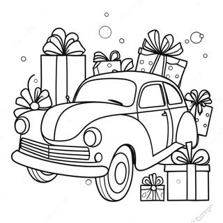 Festive Christmas Car With Presents Coloring Page 52854-41813