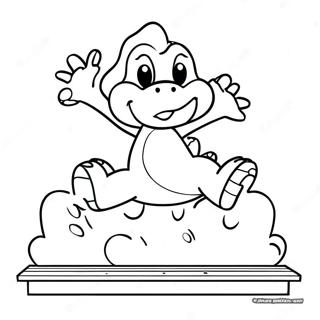 Yoshi Jumping Across Platforms Coloring Page 52934-41874