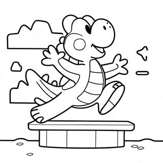 Yoshi Jumping Across Platforms Coloring Page 52934-41875