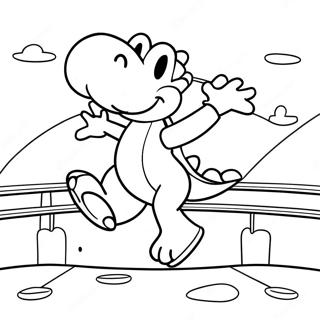 Yoshi Jumping Across Platforms Coloring Page 52934-41876