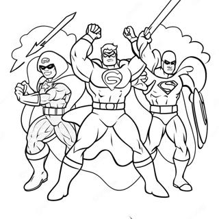 Superhero Team In Battle Coloring Page 52994-41927