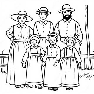 Pagini De Colorat Cu O Familie Amish În Costume Tradiționale 53053-41965