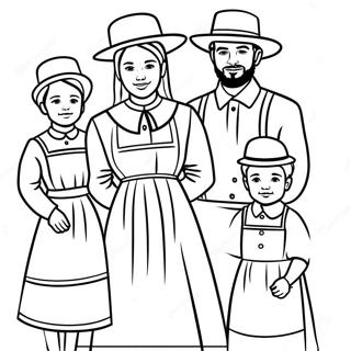 Amish-Familie I Tradisjonell Drakt Fargeleggingsark 53053-41966