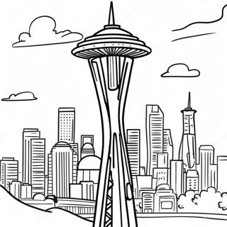 Colorful Seattle Space Needle Coloring Page 53094-42005