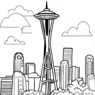 Colorful Seattle Space Needle Coloring Page 53094-42006