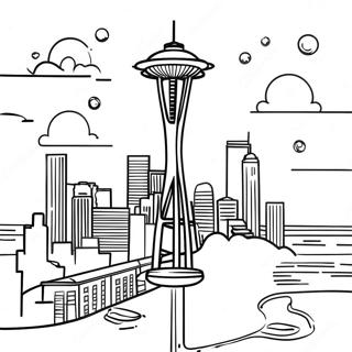 Colorful Seattle Space Needle Coloring Page 53094-42007