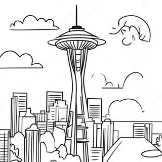 Colorful Seattle Space Needle Coloring Page 53094-42008