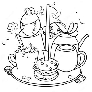 Whimsical Tea Party Coloring Page 5321-4225