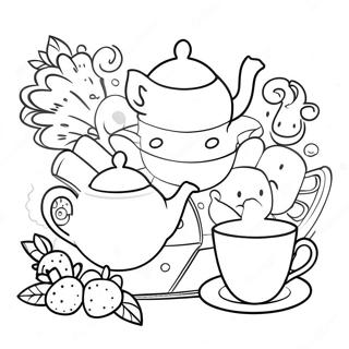 Whimsical Tea Party Coloring Page 5321-4226