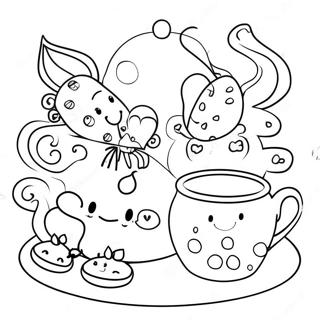 Whimsical Tea Party Coloring Page 5321-4227