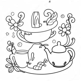 Whimsical Tea Party Coloring Page 5321-4228