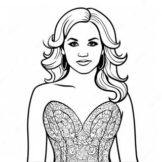 Página Para Colorear De Carrie Underwood En Un Vestido Brillante 53224-42111