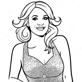 Página Para Colorear De Carrie Underwood En Un Vestido Brillante 53224-42112