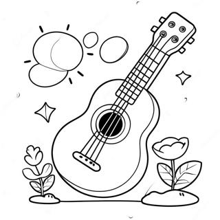 Pagina De Colorat Cu Ukulele Drăguț Din Desene Animate 53254-42123