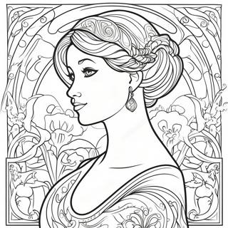 Elegant Art Nouveau Lady Coloring Page 53514-42333