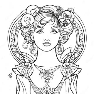 Elegant Art Nouveau Lady Coloring Page 53514-42334