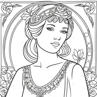 Elegant Art Nouveau Lady Coloring Page 53514-42335