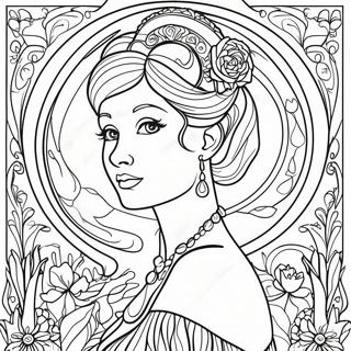 Elegant Art Nouveau Lady Coloring Page 53514-42336