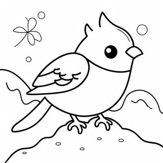 Charming Winter Bird In Snow Coloring Page 53554-42374