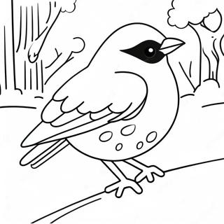 Charming Winter Bird In Snow Coloring Page 53554-42375