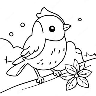 Charming Winter Bird In Snow Coloring Page 53554-42376