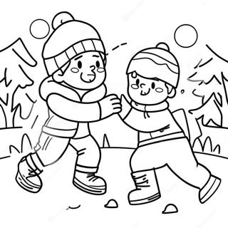 Snowball Fight Scene Coloring Page 53673-42450