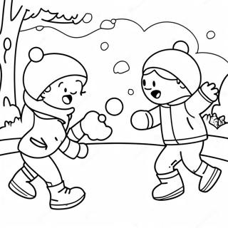 Snowball Fight Scene Coloring Page 53673-42452