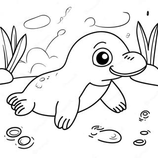 Cute Platypus Swimming Coloring Page 53704-42507