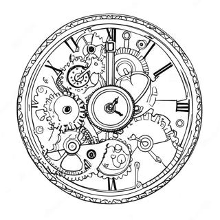 Steampunk Gear And Clock Coloring Page 5370-4275