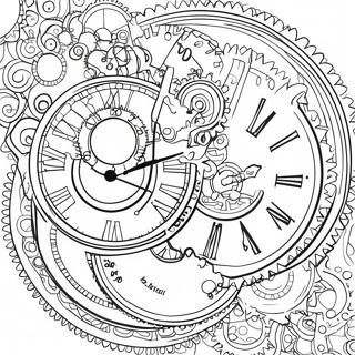 Steampunk Gear And Clock Coloring Page 5370-4276