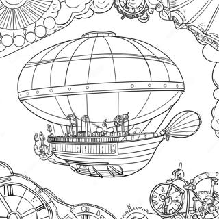 Steampunk Airship Adventure Coloring Page 5371-4269