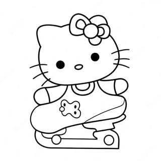 Ice Skating Hello Kitty Christmas Coloring Pages