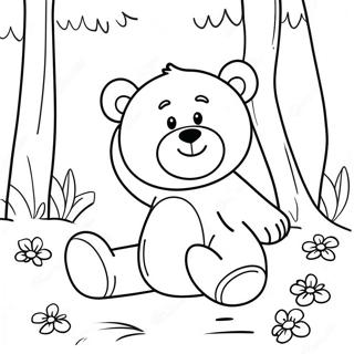 Cute Brown Bear Playing In The Forest Coloring Page 5401-4285