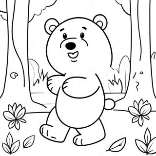 Cute Brown Bear Playing In The Forest Coloring Page 5401-4288