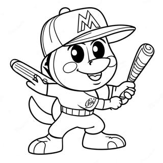 Ausmalseite Mit Dem Maskottchen Der Miami Marlins 54054-42762