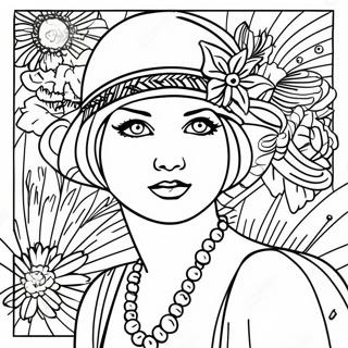 1920s Flapper Girl Coloring Page 54063-42769