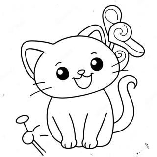 Cute Candy Cat In A Playful Pose Coloring Page 54074-42778