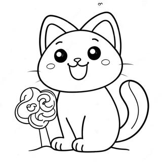 Cute Candy Cat In A Playful Pose Coloring Page 54074-42779