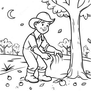 Johnny Appleseed Planting Apple Trees Coloring Page 54104-42809