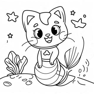 Mermaid Cat Coloring Pages