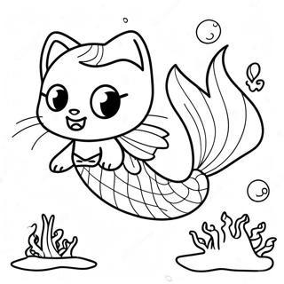 Mermaid Cat Underwater Adventure Coloring Page 5410-4300