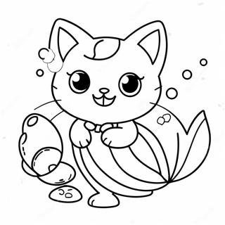 Cute Mermaid Cat With Shells Coloring Page 5411-4303