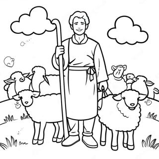 Shepherd And Sheep Coloring Pages